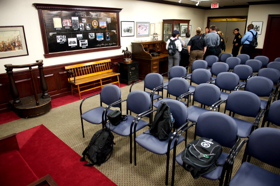 Law enforcement explorers leaving the room