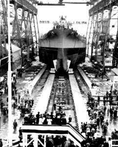 Launching of USS Alabama (BB-60), 16 February 1942 photo