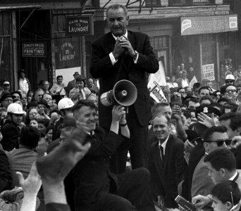 LBJ on the campaign trail (cropped) photo