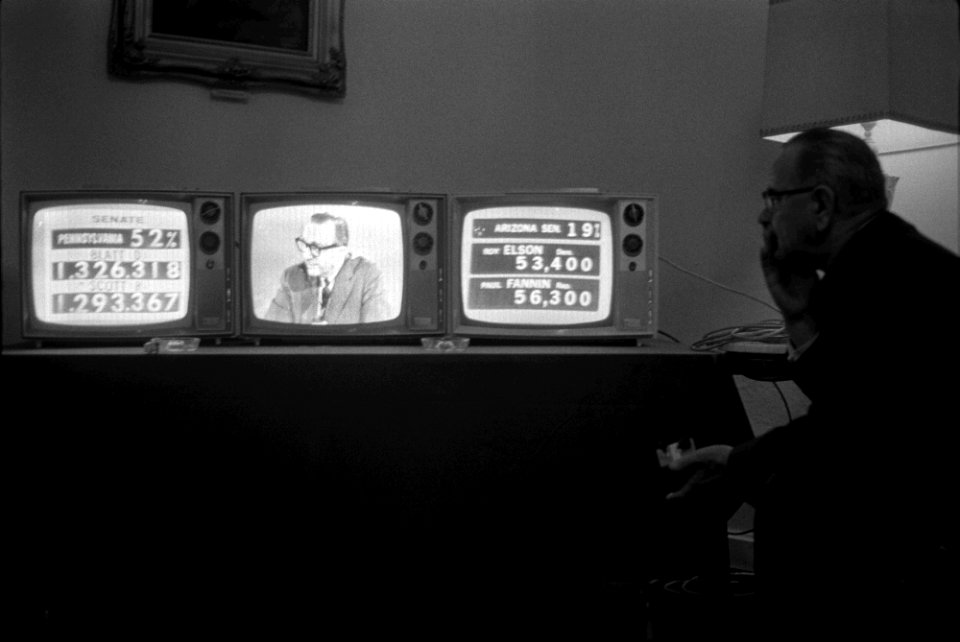 LBJ watching election returns