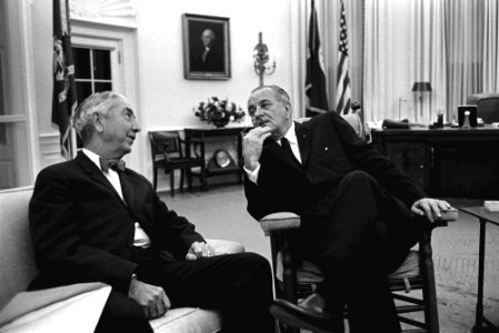 LBJ with Tom Clark Oval Office photo