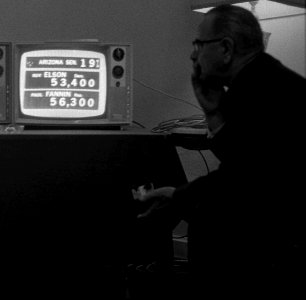 LBJ watching election returns (cropped2) photo