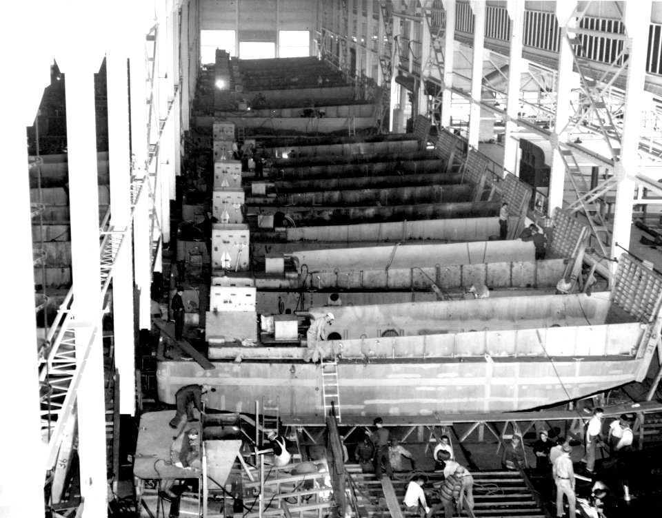 LCM-3 production line at the Boston Naval Shipyard 1942