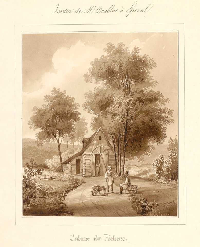 Le château d'Epinal - Cabane du pêcheur, par Charles Pensée en 1828 LV 120 PsurR