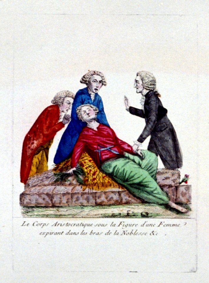 Le corps Aristocratique sous la figure d'une femme expirant dans les bras de la Noblesse etc. LCCN2009633465