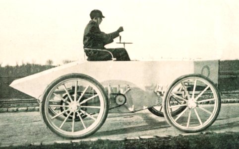 Le comte Gaston de Chasseloup-Laubat le 4 mars 1899 à Achères sur Jeantaud Duc électrique profilée (RM, La Vie au Grand Air, 11 mars 1899)