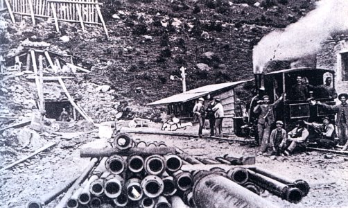 Le début du percement sur le Lötschberg (ca 1906, Coll Lamming)