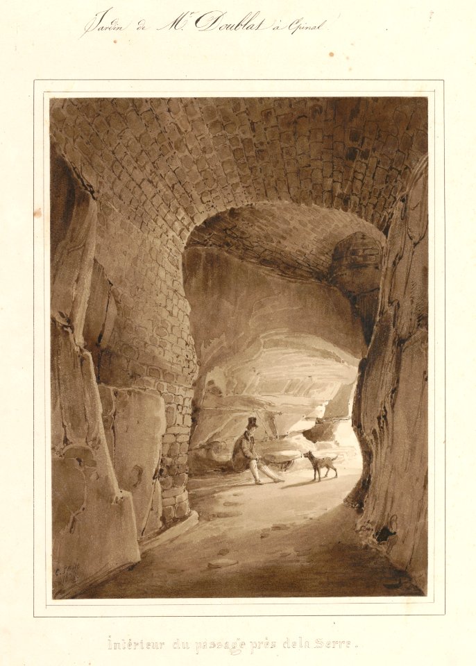 Le château d'Epinal - Intérieur du passage près de la serre, par Charles Pensée en 1828 LV 120 PsurR