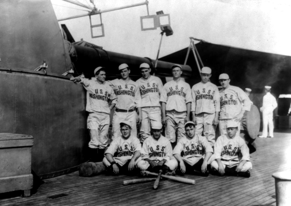 LC-USZ62-78263 USS Washington (Armored Cruiser -11), 1911. The ship’s baseball team. Courtesy of the Library of Congress. (24026010637)