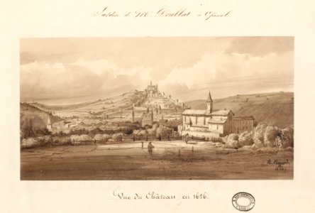 Le château d'Epinal - Vue du château en 1626, par Hogard en 1834 LV 120 PsurR