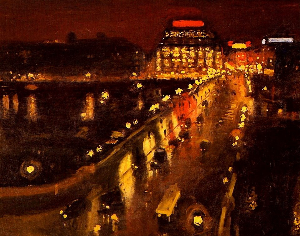 Le pont neuf et la samaritaine la nuit, 1935 huile sur toile 80 x 100 centre pompidou Paris
