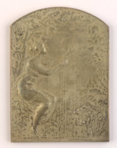 Le Personnel le la Cie du Gaz Section Ixelles à leur Collègue J. Destrebecq 1914, plaquette by Pierre Theunis, Belgium, 1919, Coins and Medals Department of the Royal Library of Belgium, 2Lef98-7 (recto)