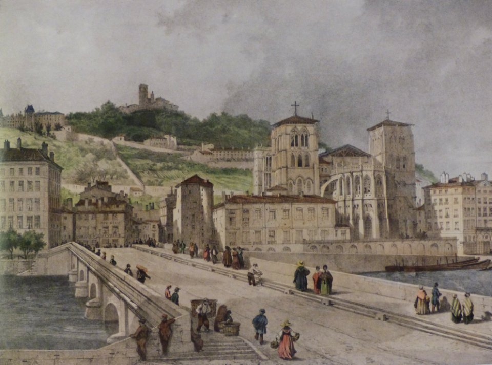 Le pont Tilsitt (Adrien Dauzats lithographie 1848 - Archives municipales)