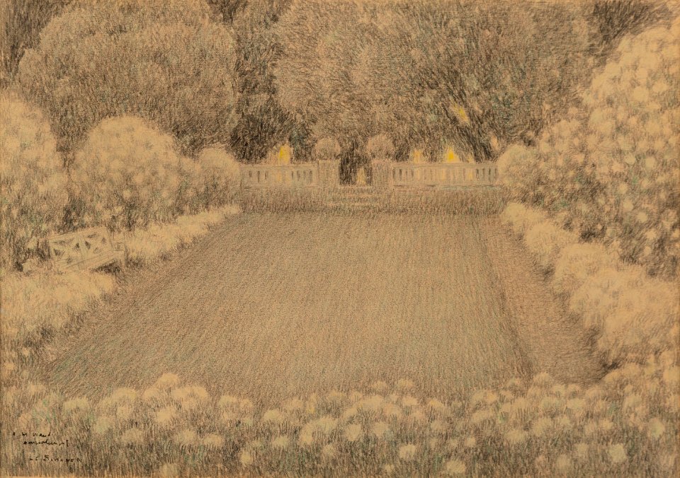 Le jardin blanc by Henri Eugène Le Sidaner, 1912, drawing