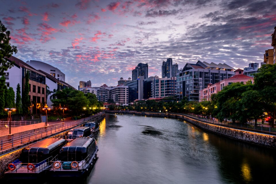 Boat lights sunset