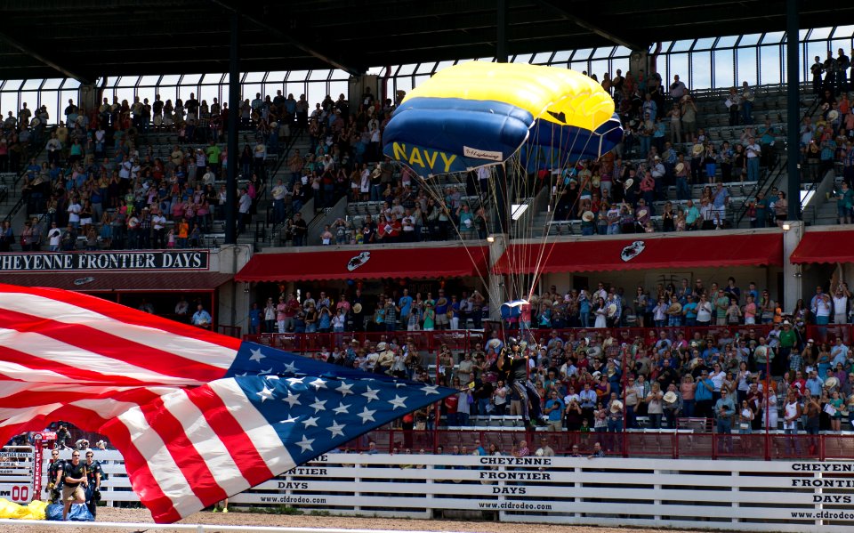 Leap Frogs jump into Cheyenne Frontier Days Arena during Cheyenne Navy Week. (19675294519)