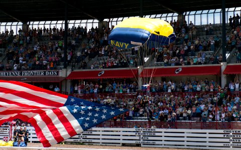 Leap Frogs jump into Cheyenne Frontier Days Arena during Cheyenne Navy Week. (19675294519) photo