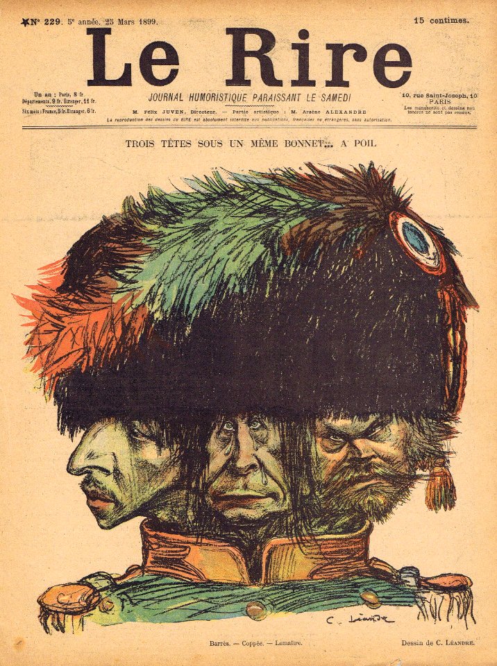 Le Rire 1899 no229 - Charles Léandre - Ligue de la patrie française Barrès, Coppée, Lemaître