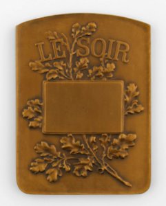 Le Soir, plaquette by Pierre Theunis, Belgium, S.d., Coins and Medals Department of the Royal Library of Belgium, 2N115 - 4 (verso)