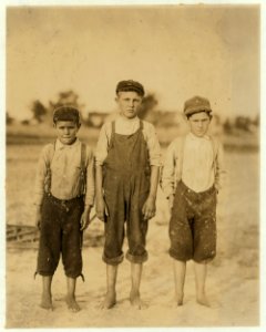 Left hand boy is Broadus McCoy been sweeping one year, Cherry St. Makes 40 cents a day sweeping in the Belton Mfg. Co., Belton S.C. The family bible record said he has just reached 11 years LOC nclc.02611
