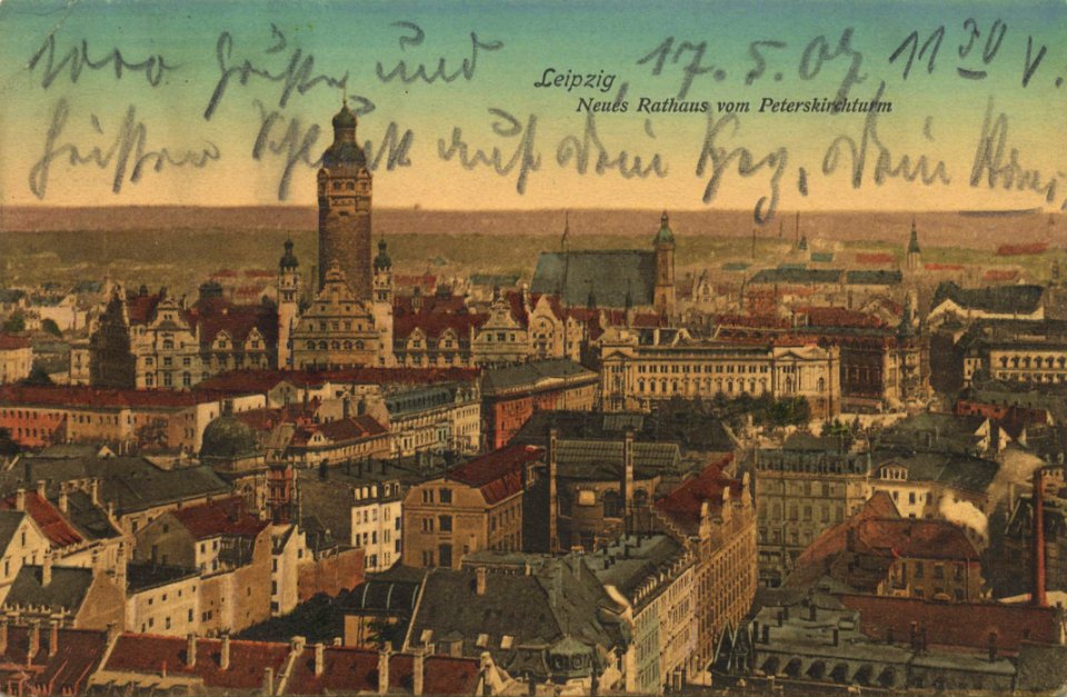 Leipzig, Sachsen - Neues Rathaus vom Peterskirchturm (Zeno Ansichtskarten)