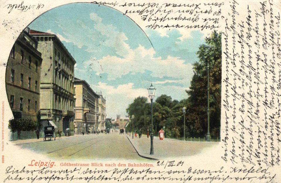 Leipzig, Sachsen - Goethestraße (Blick nach dem Bahnhof) (Zeno Ansichtskarten)