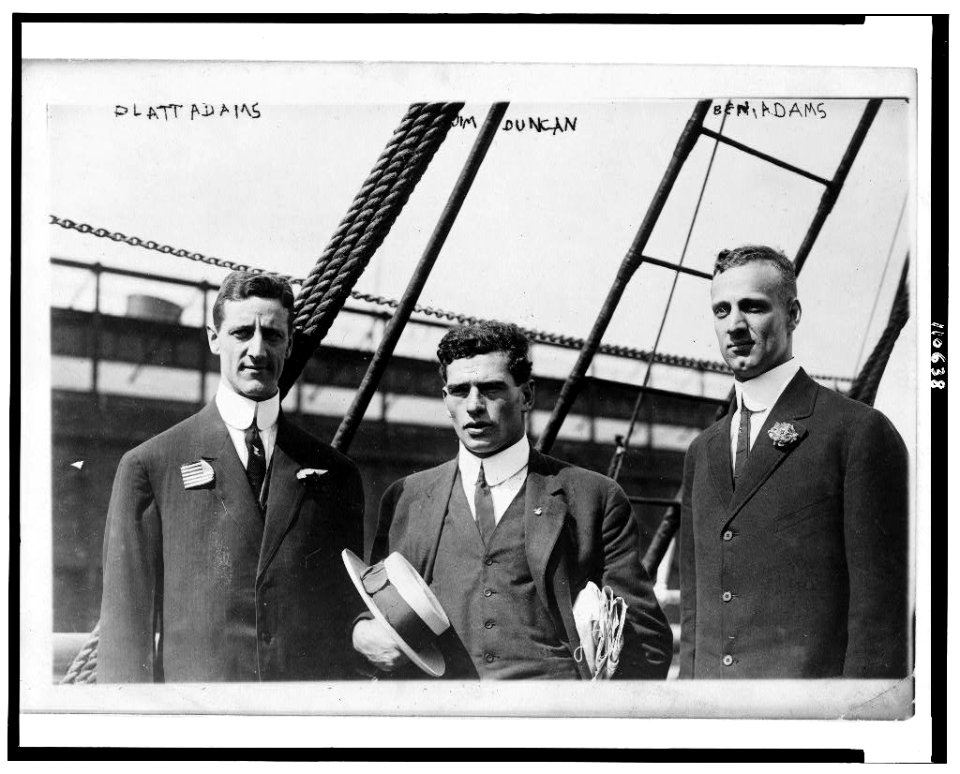 Left to right- Platt Adams; Jim Duncan, Olympic athlete; and Ben Adams LCCN94505250