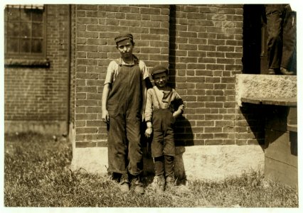 Left, Frank Chebarro, admitted 13 years old; been making bands all summer in Glenallen Mill. Said, 'I wouldn't go to school until they come after me.' Also brother Edgar, 8 years old, who LOC nclc.02311