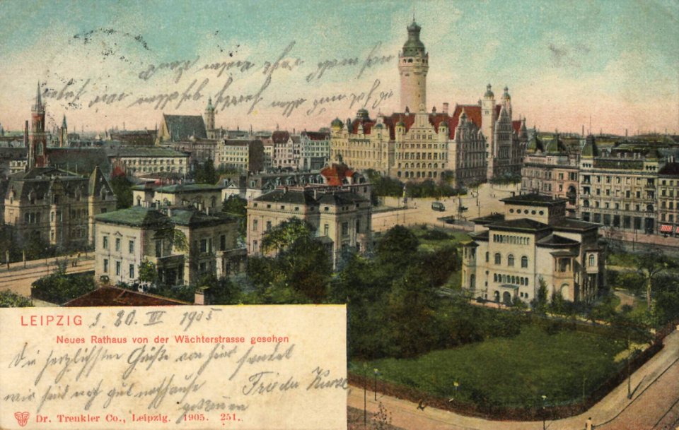 Leipzig, Sachsen - Neues Rathaus von der Wächterstrasse (Zeno Ansichtskarten)