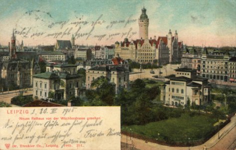 Leipzig, Sachsen - Neues Rathaus von der Wächterstrasse (Zeno Ansichtskarten)