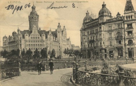 Leipzig, Sachsen - Rathaus und Kosmos-Versicherungsgebäude (Zeno Ansichtskarten)