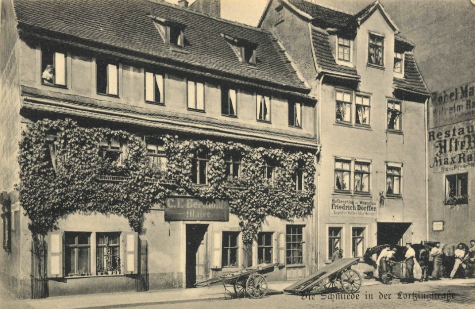 Leipzig, Sachsen - Schmiede in der Lortzingstraße (Zeno Ansichtskarten)