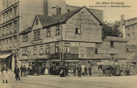 Leipzig, Sachsen - Schützenstraße Ecke Bahnhofsgässchen (Zeno Ansichtskarten)