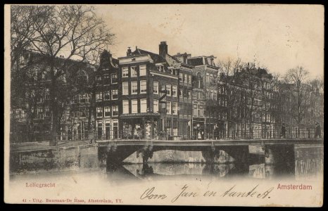 Leliegracht hoek Prinsengracht. Uitgave Buurman-De Haas, Amsterdam, Afb PBKD00293000002