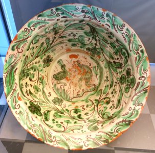 Lebrillo (big earthenware bowl) with shepherd and hare, Teruel, Spain, 18th century AD, ceramic - Museo Nacional de Artes Decorativas - Madrid, Spain - DSC08220 photo