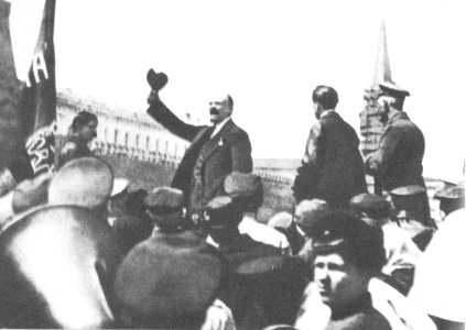Lenin on parade of Vseobuch in Moscow 1919 by Kuznetsov K