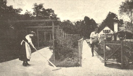 Leo Slezak mit Tochter Margarete im Garten in Rottach-Egern 1918