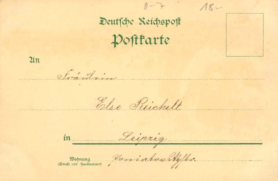 Leipzig, Sachsen - Industrie- und Gewerbe-Ausstellung 1897; Gartenbauhalle; Thüringerin (back) (Zeno Ansichtskarten)