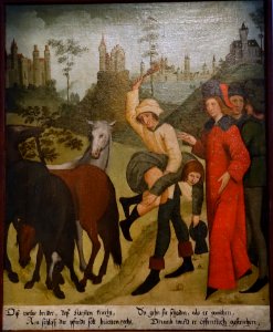 Legend of St. Regiswindis, No. 3, Punishment of the boy, Lauffen am Neckar, Kreis Heilbronn, copy c. 1620 of the 1477 original - Landesmuseum Württemberg - Stuttgart, Germany - DSC03013