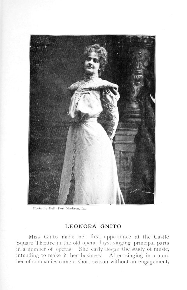Leonora Gnito, actress and opera singer