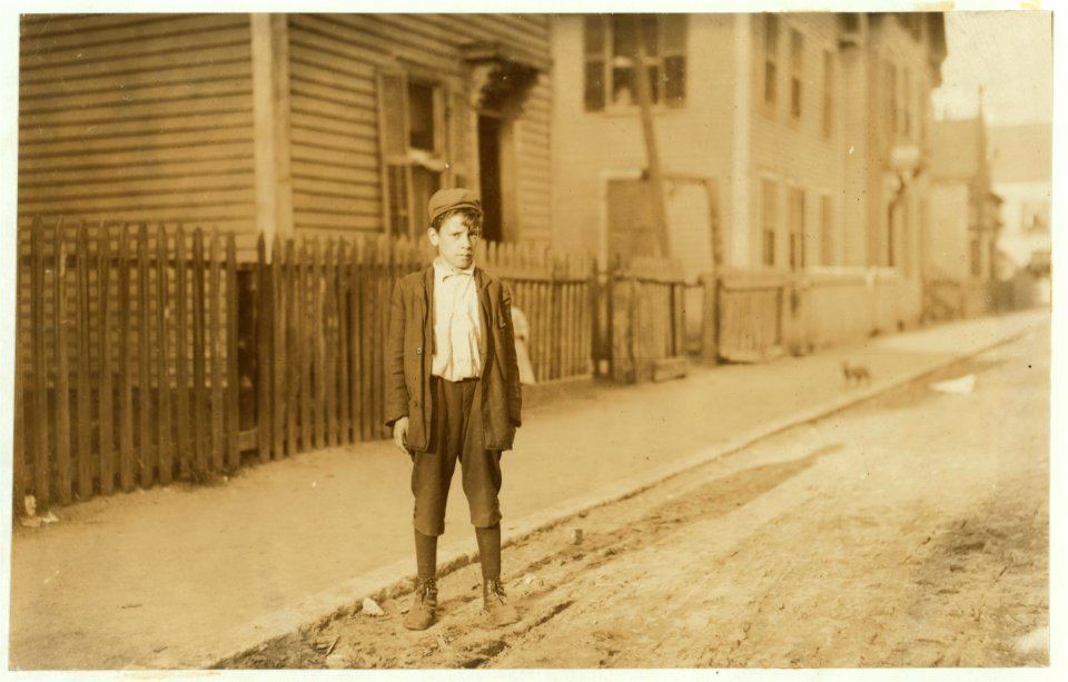 Leopoldo Andreoli, 208 Elm St. Very young-appears 11 or 12 years old. Is a 'Loom boy' in spinning room of the Ayer Mill; has a steady job now and makes $5.15 a week now. LOC nclc.02356