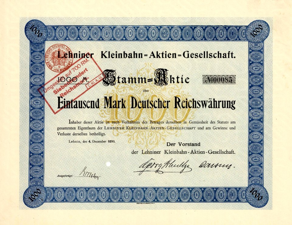 Lehniner Kleinbahn-AG 1899