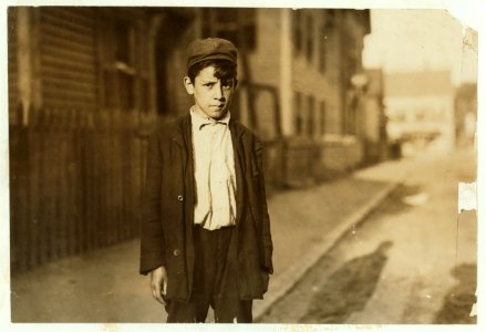 Leopoldo Andreoli, 208 Elm St. Very young-appears 11 or 12 years old. Is a 'Loom boy' in spinning room of the Ayer Mill; has a steady job now and makes $5.15 a week now. LOC nclc.02359
