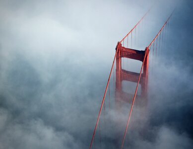 Bridge structure fogs photo