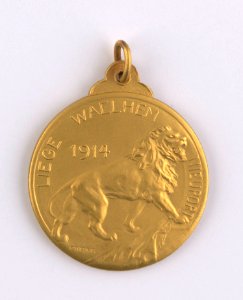 Les Brainois à leurs Vaillants Héros 23 Novembre 1919, medal by Pierre Theunis, Belgium, 1919, Coins and Medals Department of the Royal Library of Belgium, 2Lef96-10 (recto)