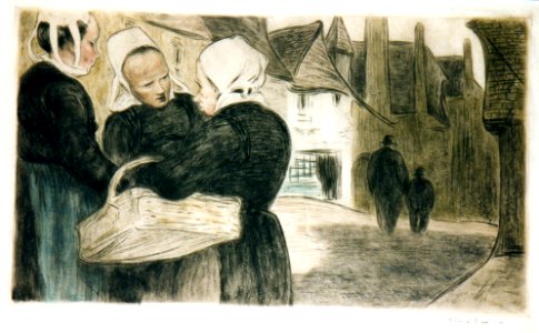 Les Commères, eau-forte (24 x 36 cm), Emile Malo-Renault(1870-1938)