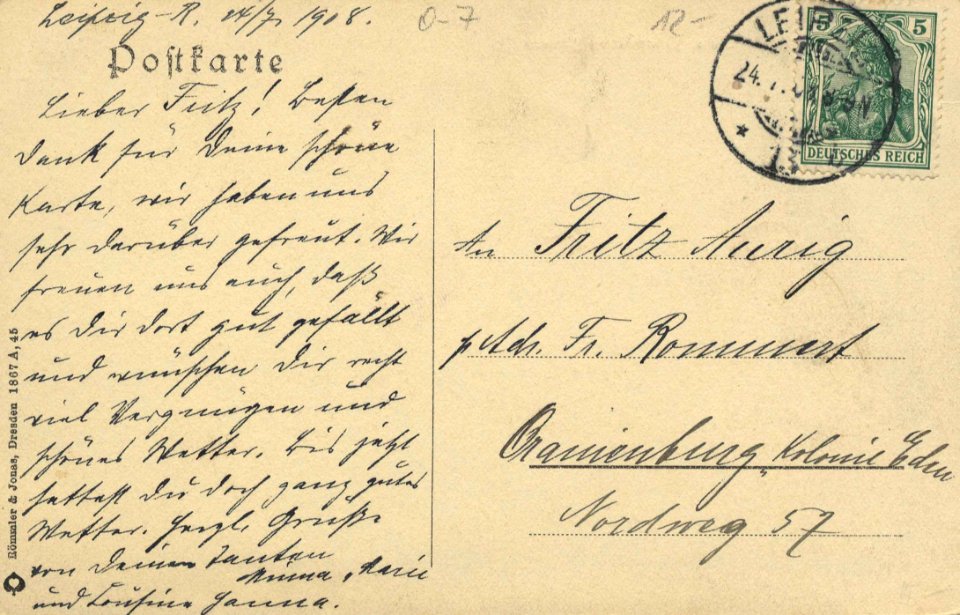 Leipzig, Sachsen - Paulinerkirche und Grimmaische Straße (back) (Zeno Ansichtskarten)