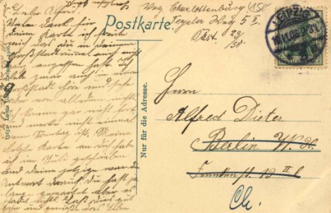 Leipzig, Sachsen - Rathaus und Kosmos-Versicherungsgebäude (back) (Zeno Ansichtskarten)