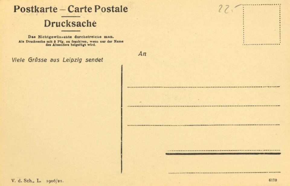 Leipzig, Sachsen - Schützenstraße Ecke Bahnhofsgässchen (back) (Zeno Ansichtskarten)