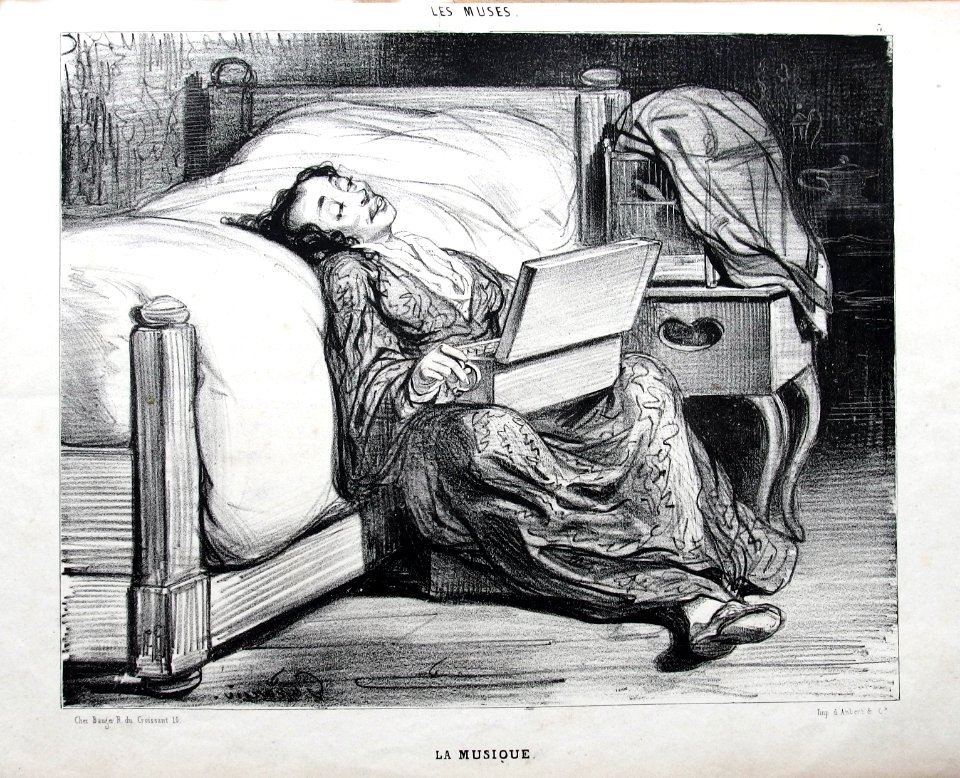 Les Muses, La Musique, de Paul Gavarni, Paris, 1839, Armelhault & Bocher, no. 290